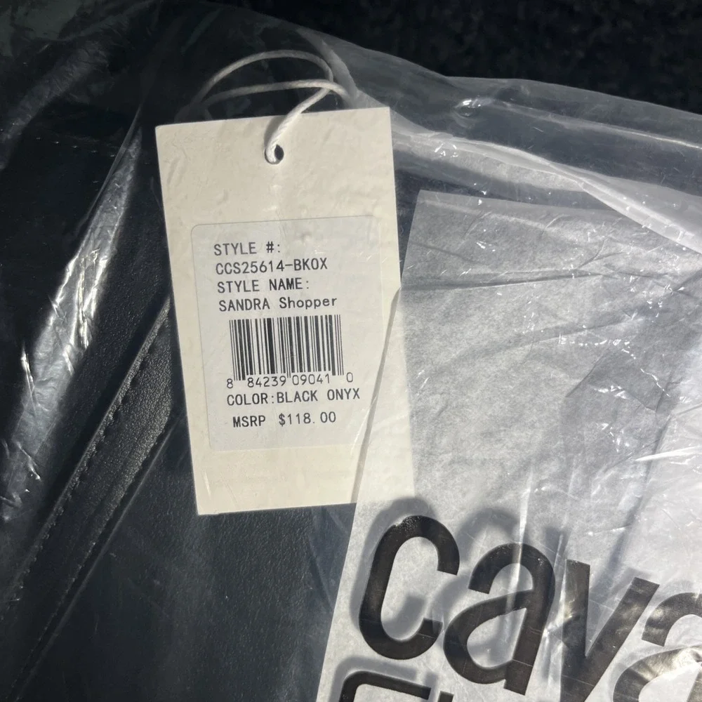 Cavalli Class Large Sandra Shopper Tote Bag Gold‎ Logo Black Vegan Leather $118.